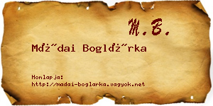 Mádai Boglárka névjegykártya
